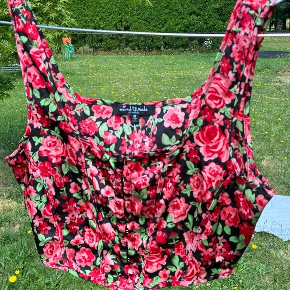 Satin "Mixed Threads LA" Rose print Corset top - Picture 1 of 2
